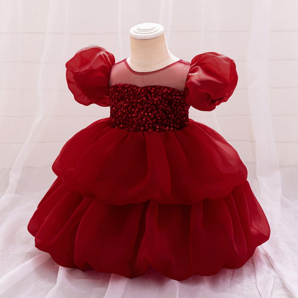 Imported Girls Korean Style Party Dress - Rosewood