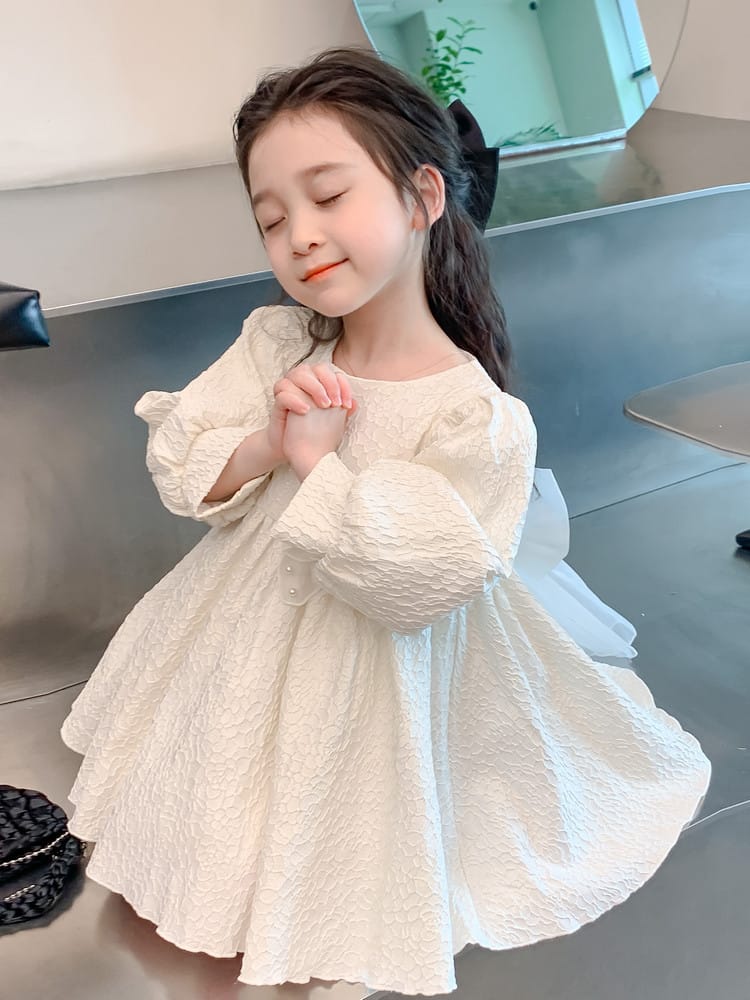 Imported Girls Korean Style Party Dress - Vanilla