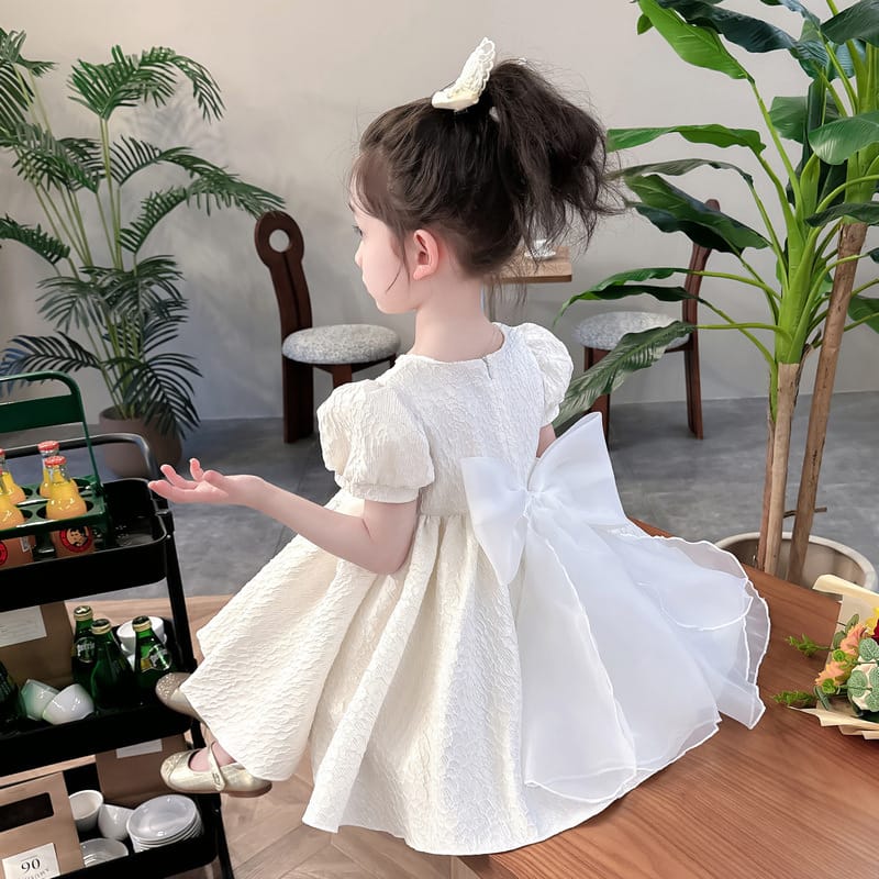 Imported Girls Korean Style Party Dress - Vanilla