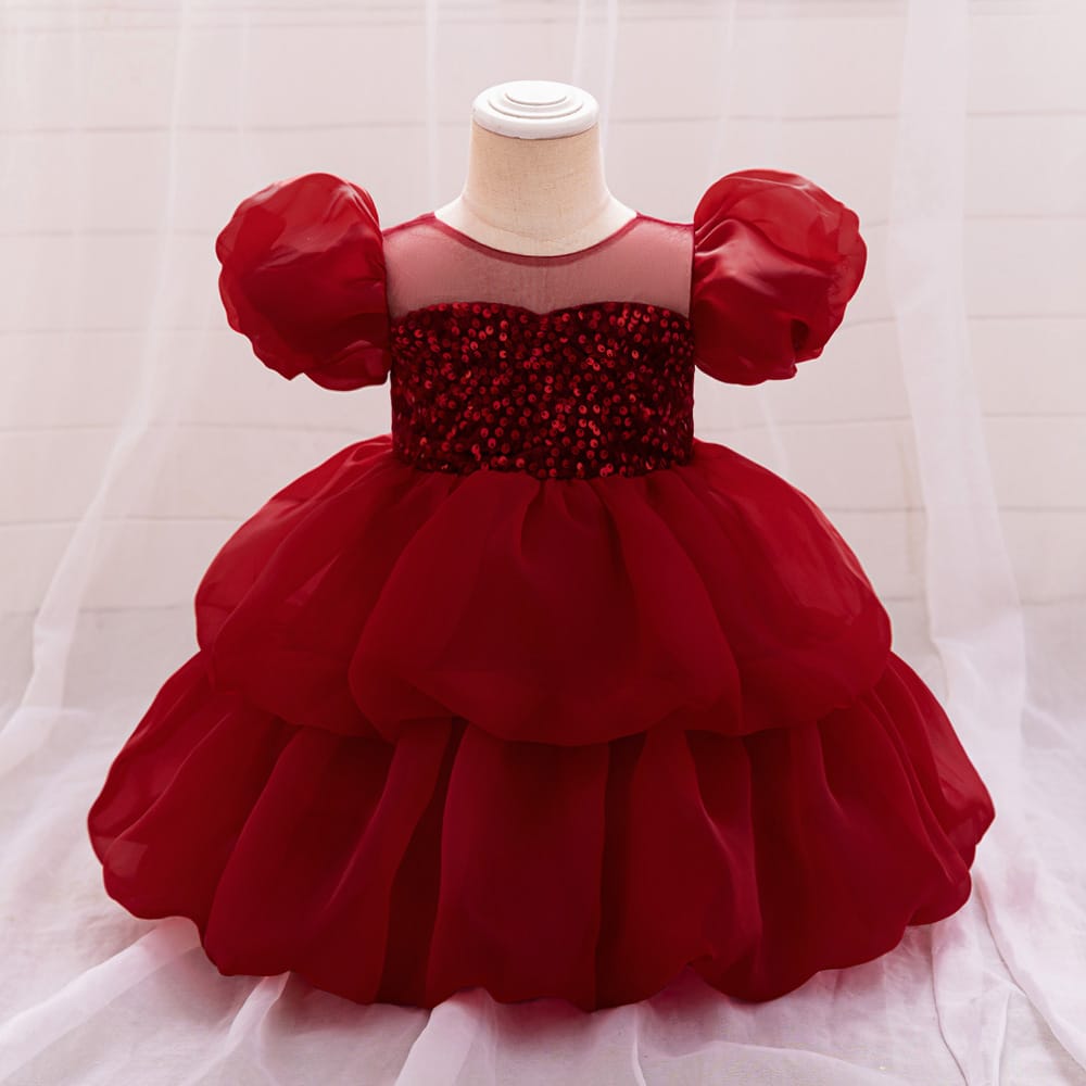 Imported Girls Korean Style Party Dress - Rosewood