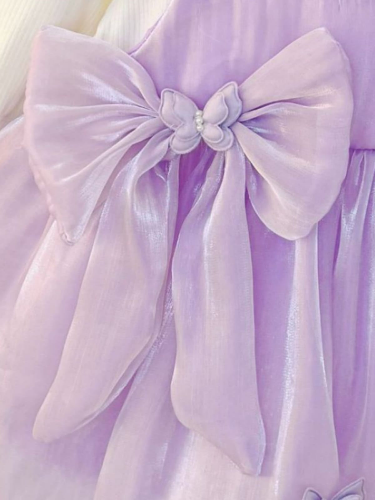 Imported Girls Korean Style Frock - Purple X White