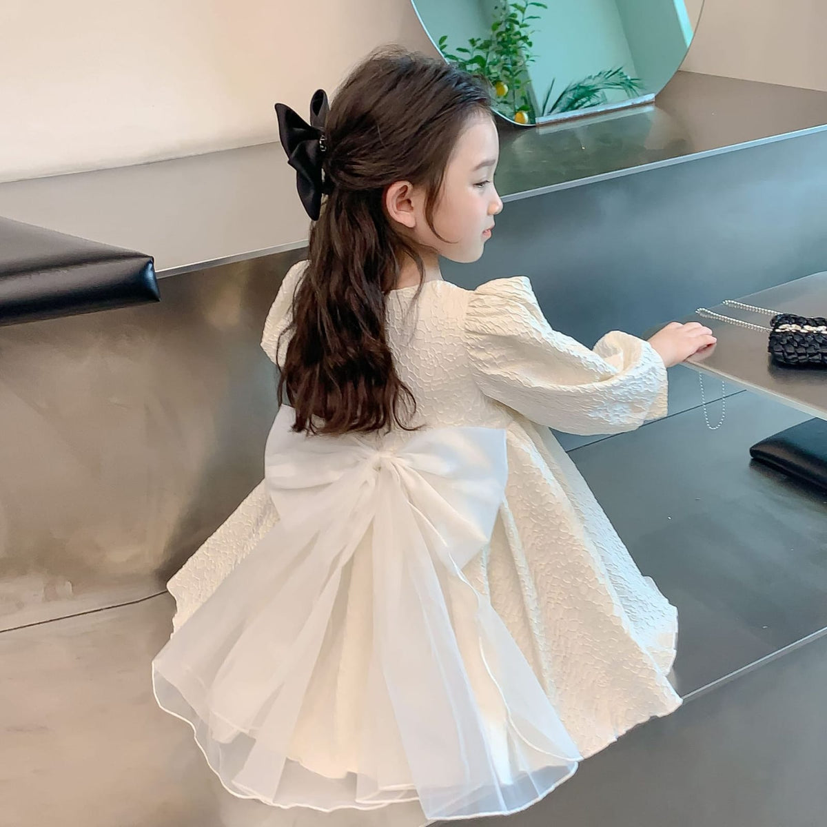 Imported Girls Korean Style Party Dress - Vanilla