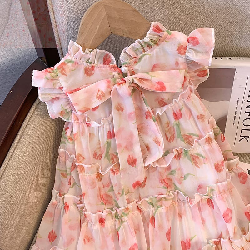 Imported Girls Korean Style Frock - Rose