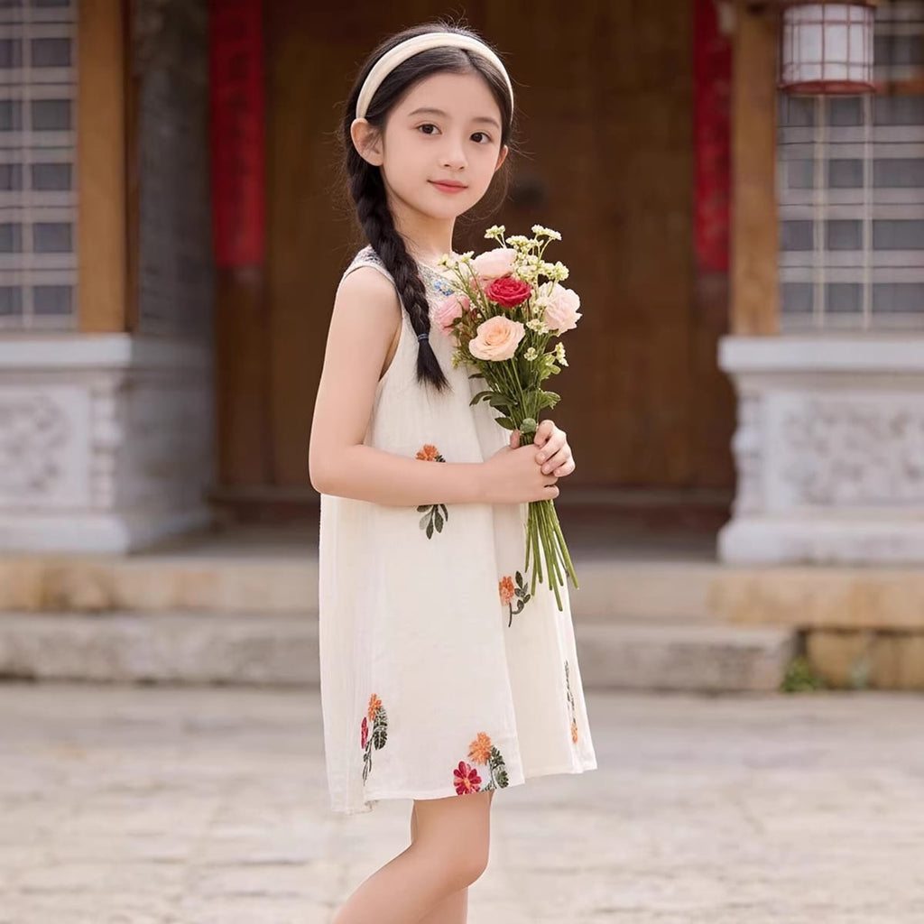 Imported Girls Korean Style Frock - Timberwolf