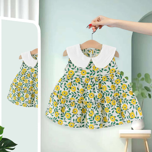 Imported Girls Korean Style Frock - Ash Grey