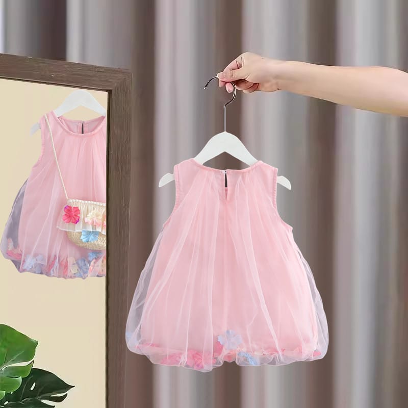 Imported Girls Korean Style Frock - Tea Rose