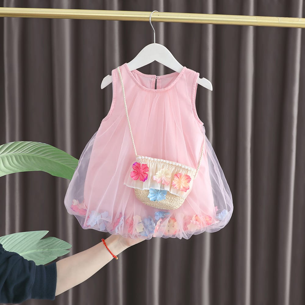 Imported Girls Korean Style Frock - Light Rose