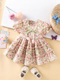 Imported Girls Korean Style Frock - Bone