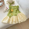 Imported Girls Korean Style Frock - Olive Green