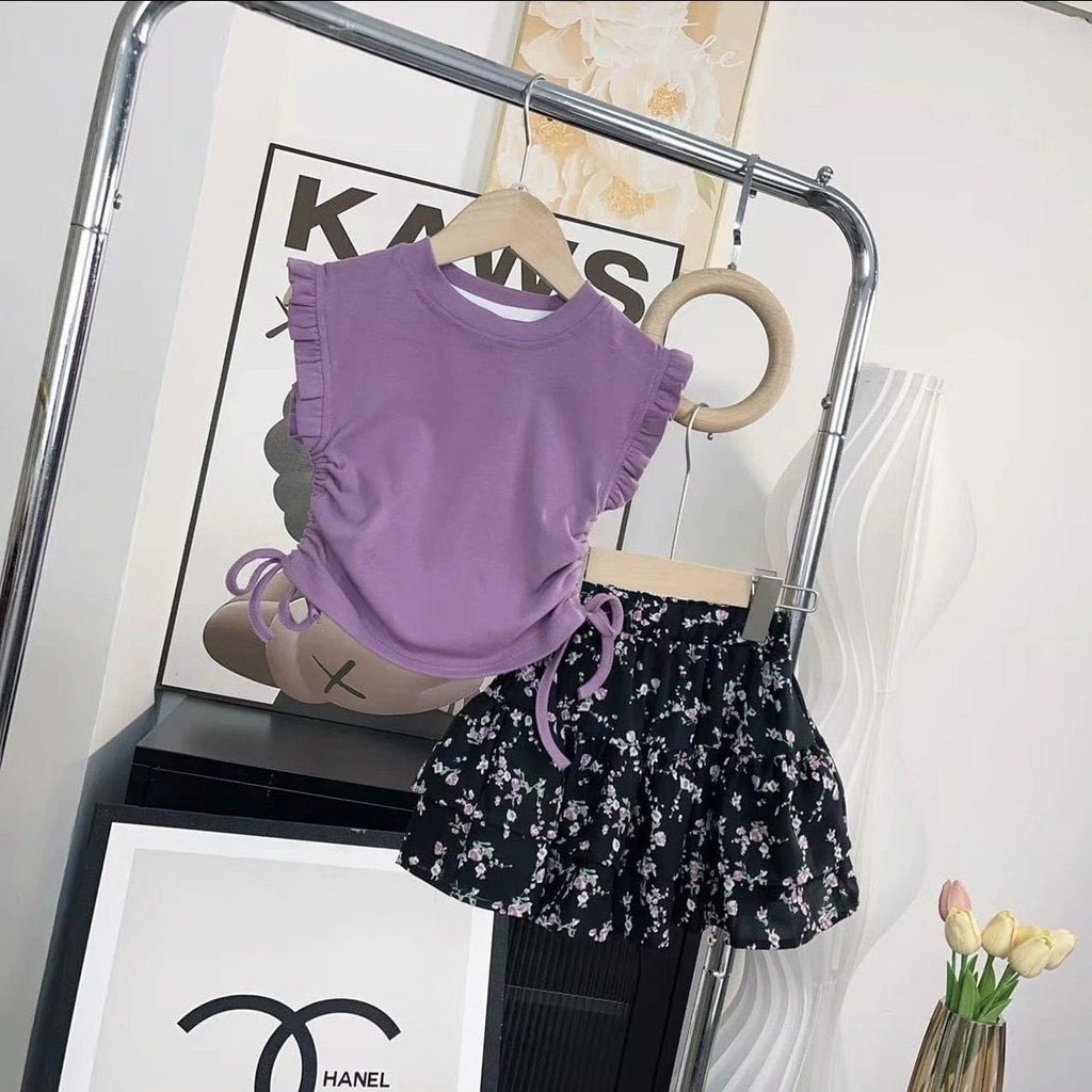 Imported Kids Stylish Top And Pant Set - Faded Purple