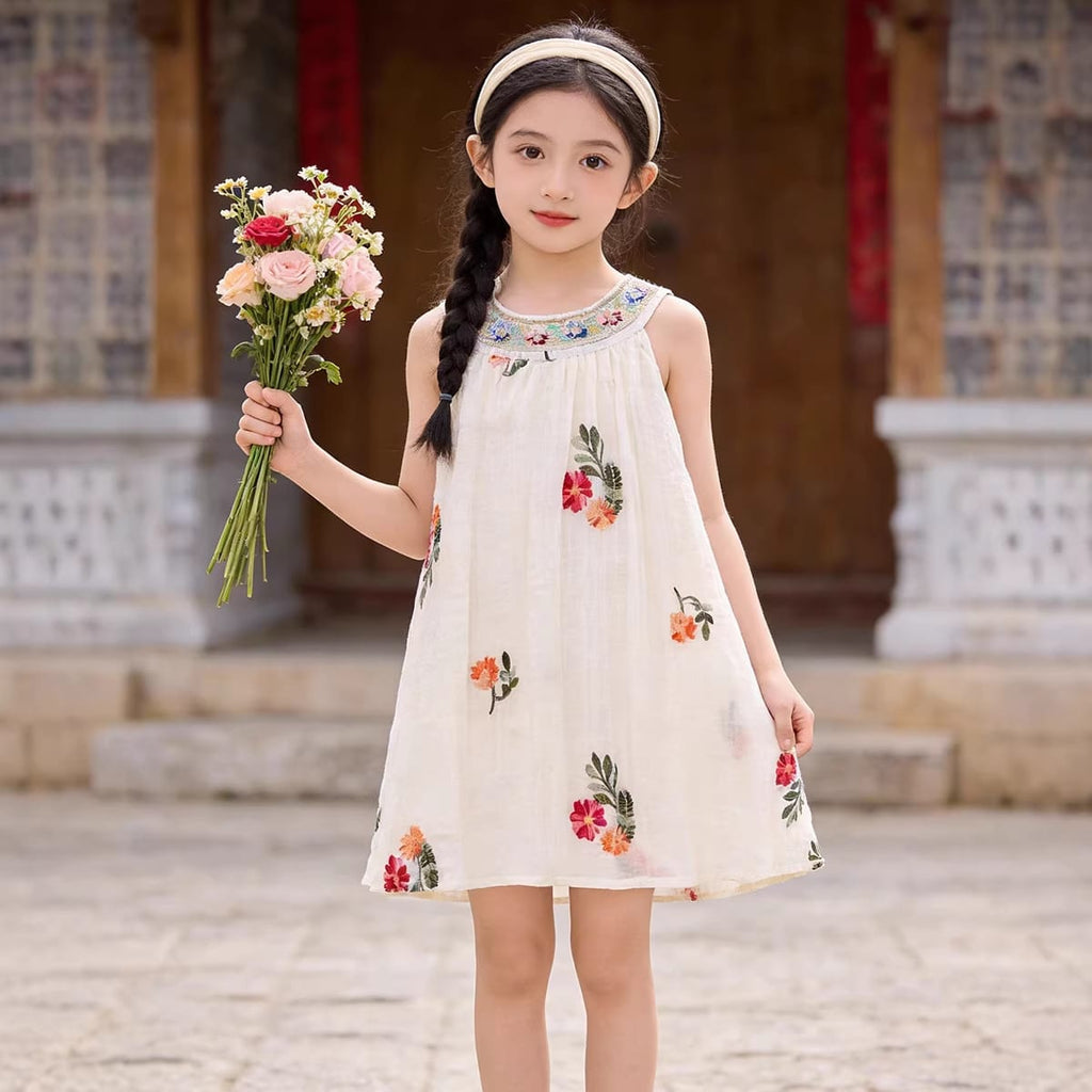 Imported Girls Korean Style Frock - Timberwolf