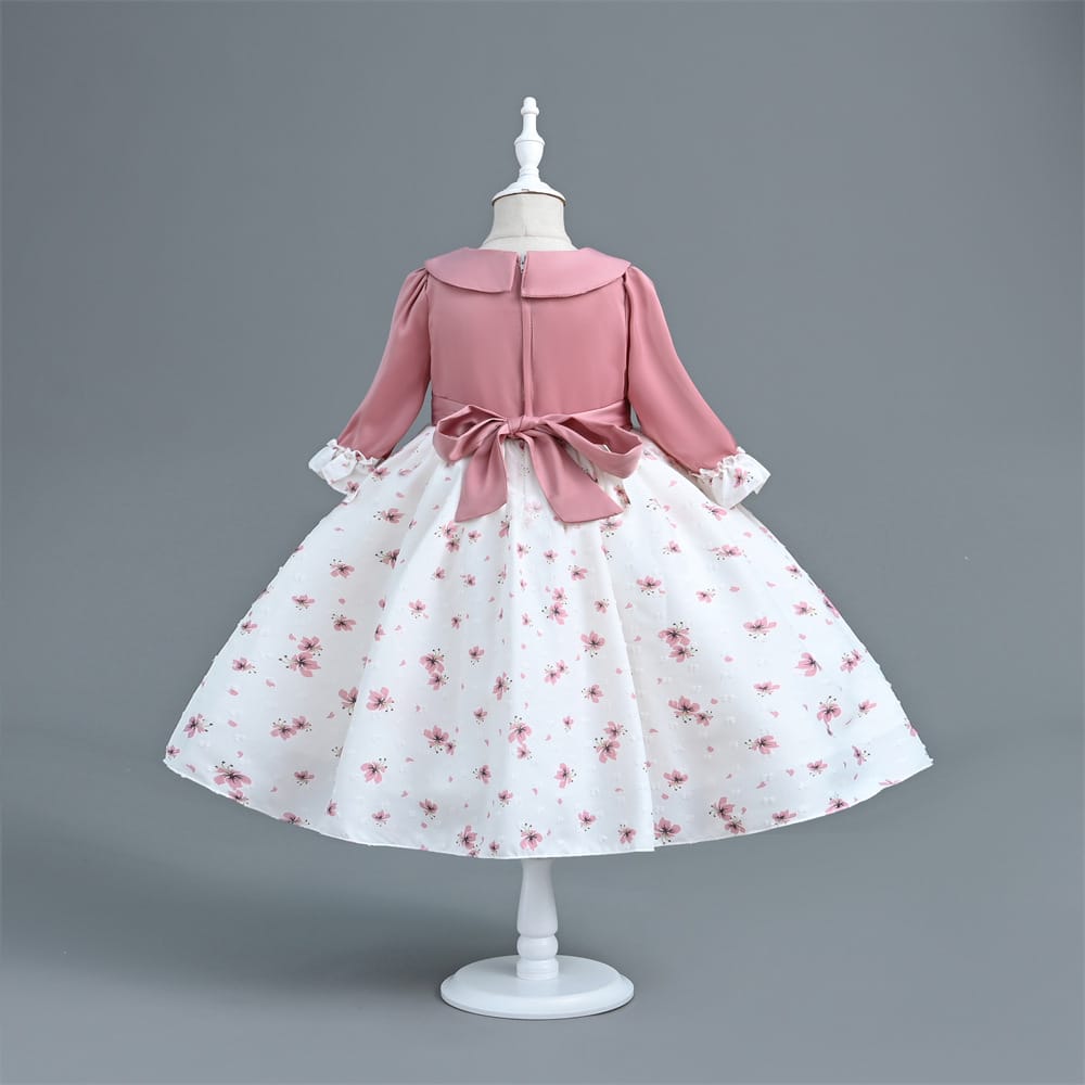 Imported Girls Korean Style Party Dress - Pink X White