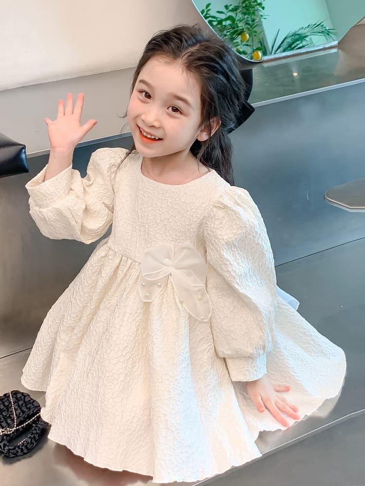 Imported Girls Korean Style Party Dress - Vanilla