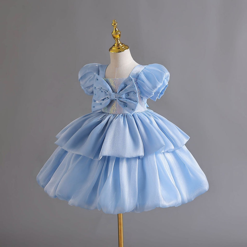 Imported Girls Korean Style Party Dress - Cloudy Blue