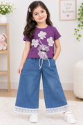 Imported Kids Stylish Top And Pant Set- Plum Purple