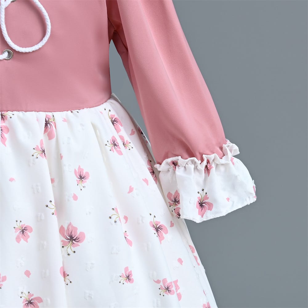 Imported Girls Korean Style Party Dress - Pink X White
