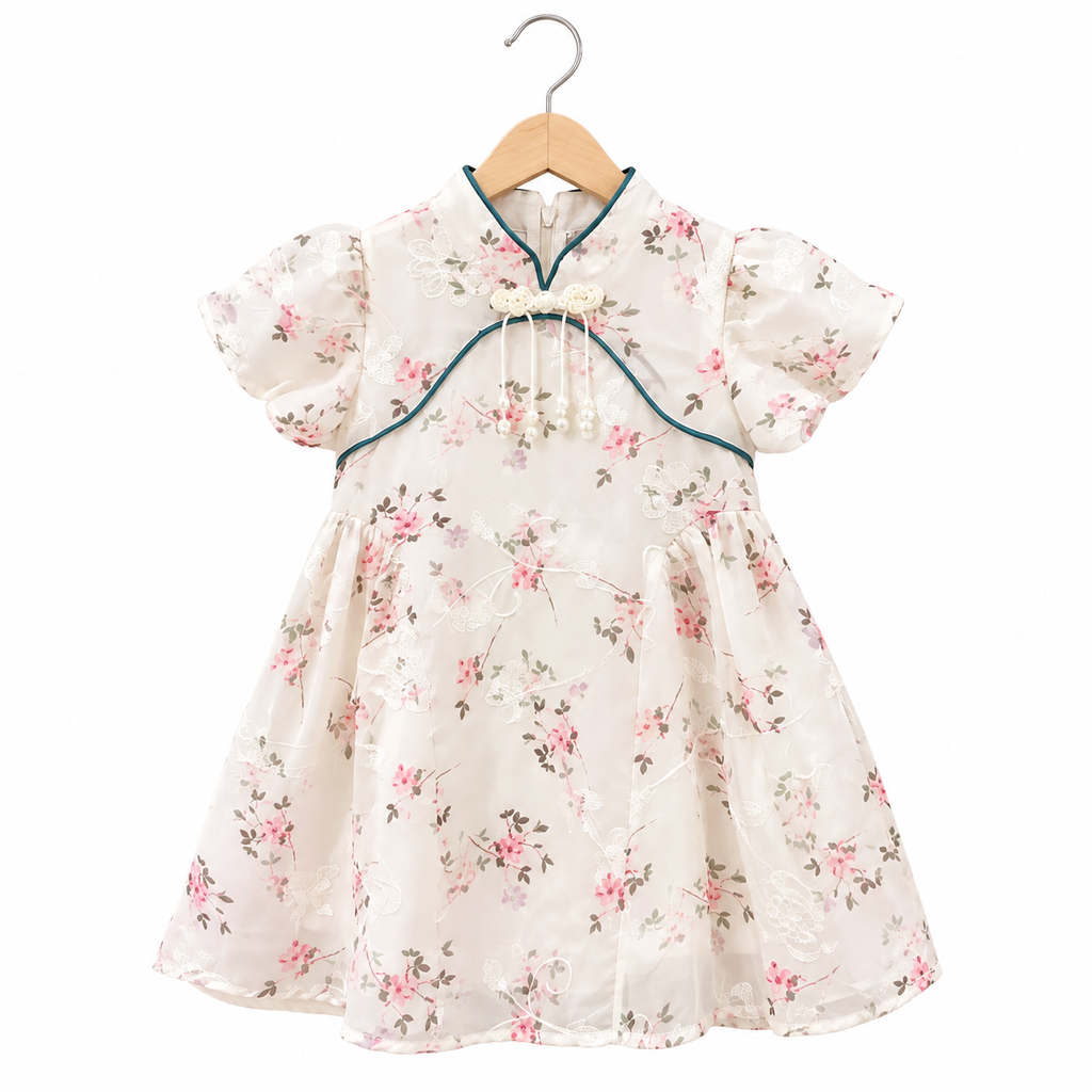 Imported Girls Korean Style Frock - Timberwolf