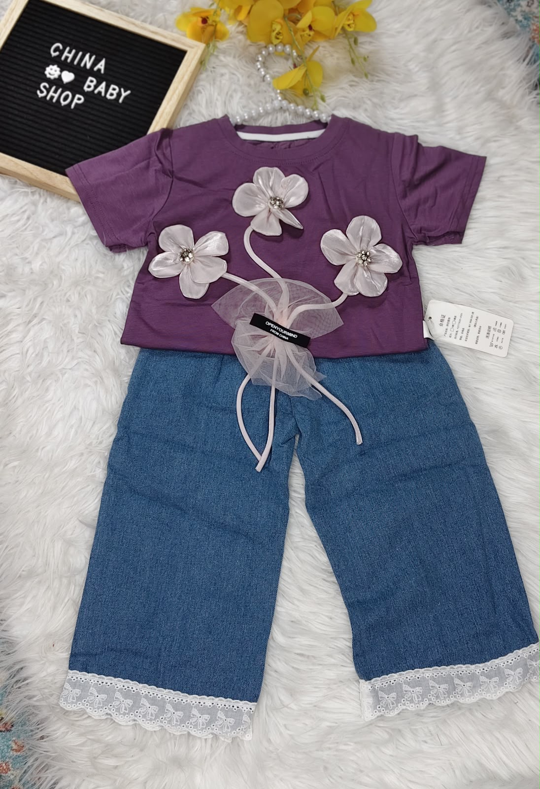 Imported Kids Stylish Top And Pant Set- Plum Purple